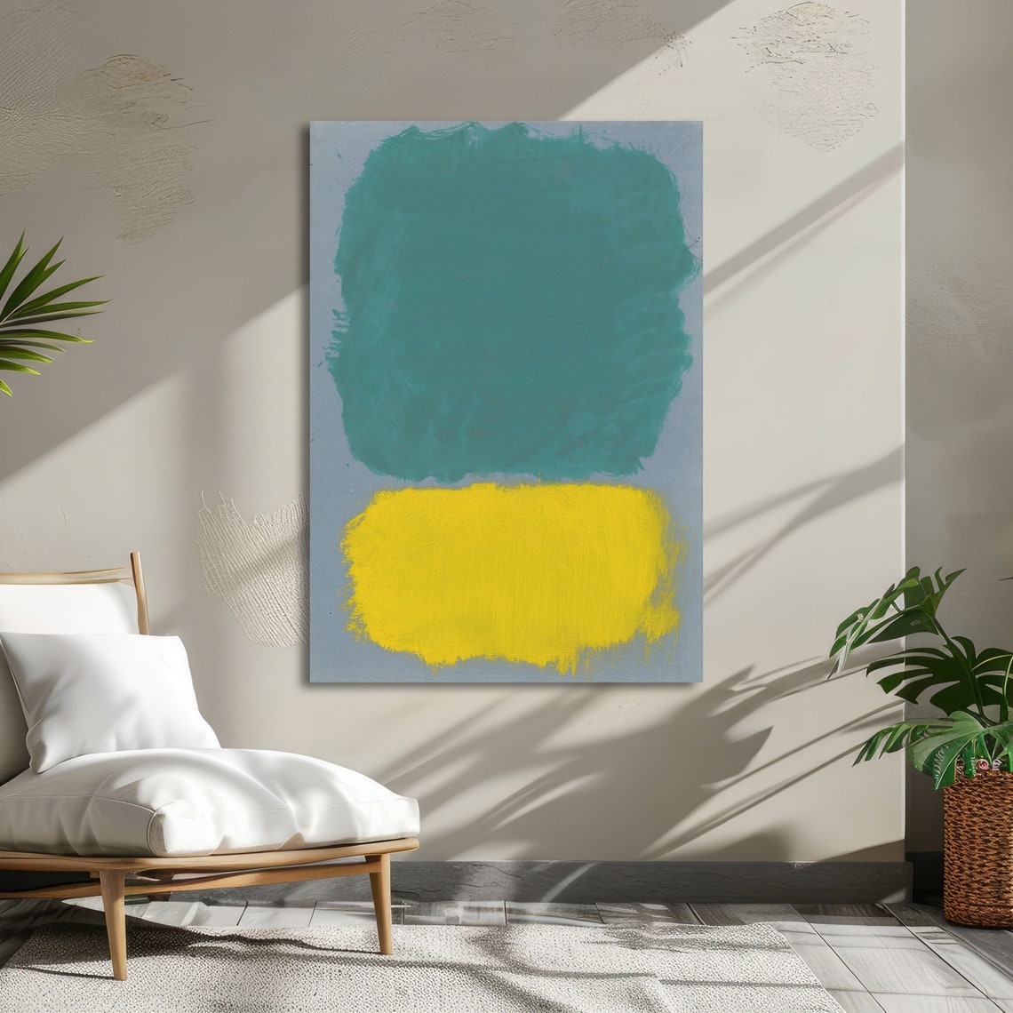 Turquoise and Yellow Rothko-Inspired Color Field Artwork Poster - Image 5