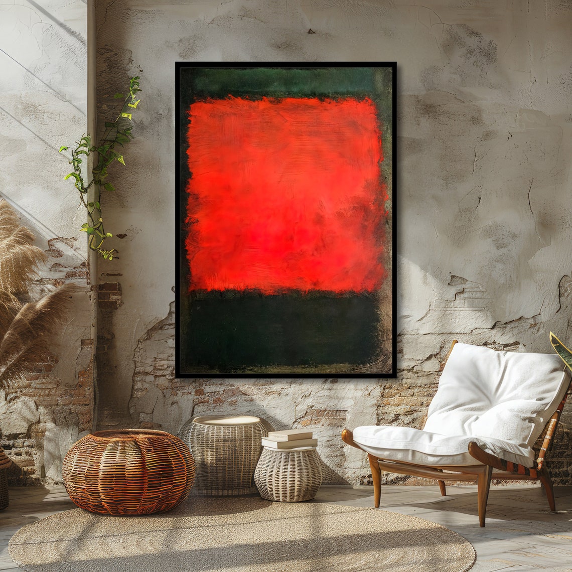 Fiery Passion Abstract Rothko Inspired Wall Art Bold Home Decor Ready To Hang - Image 4