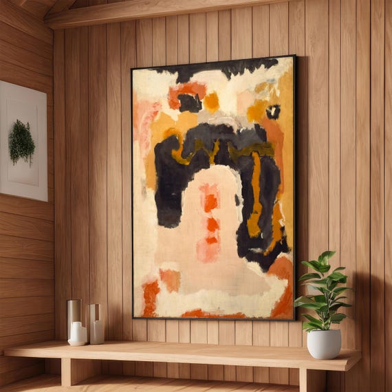 Bold Abstract Expressionist Art Orange Black And Mustard Modern Wall Art Large Statement Piece For Contemporary Interiors