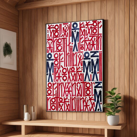 Modern Abstract Typography Bold Red And Black Art Contemporary Graphic Print Wall Art Design Ready To Hang Decoration