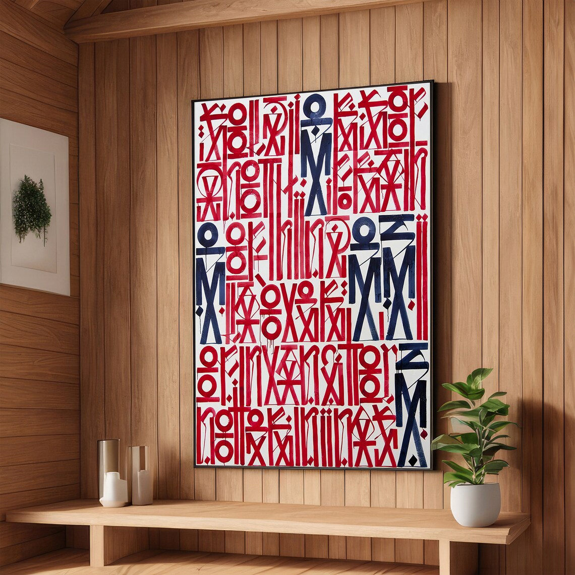 Modern Abstract Typography Bold Red And Black Art Contemporary Graphic Print Wall Art Design Ready To Hang Decoration