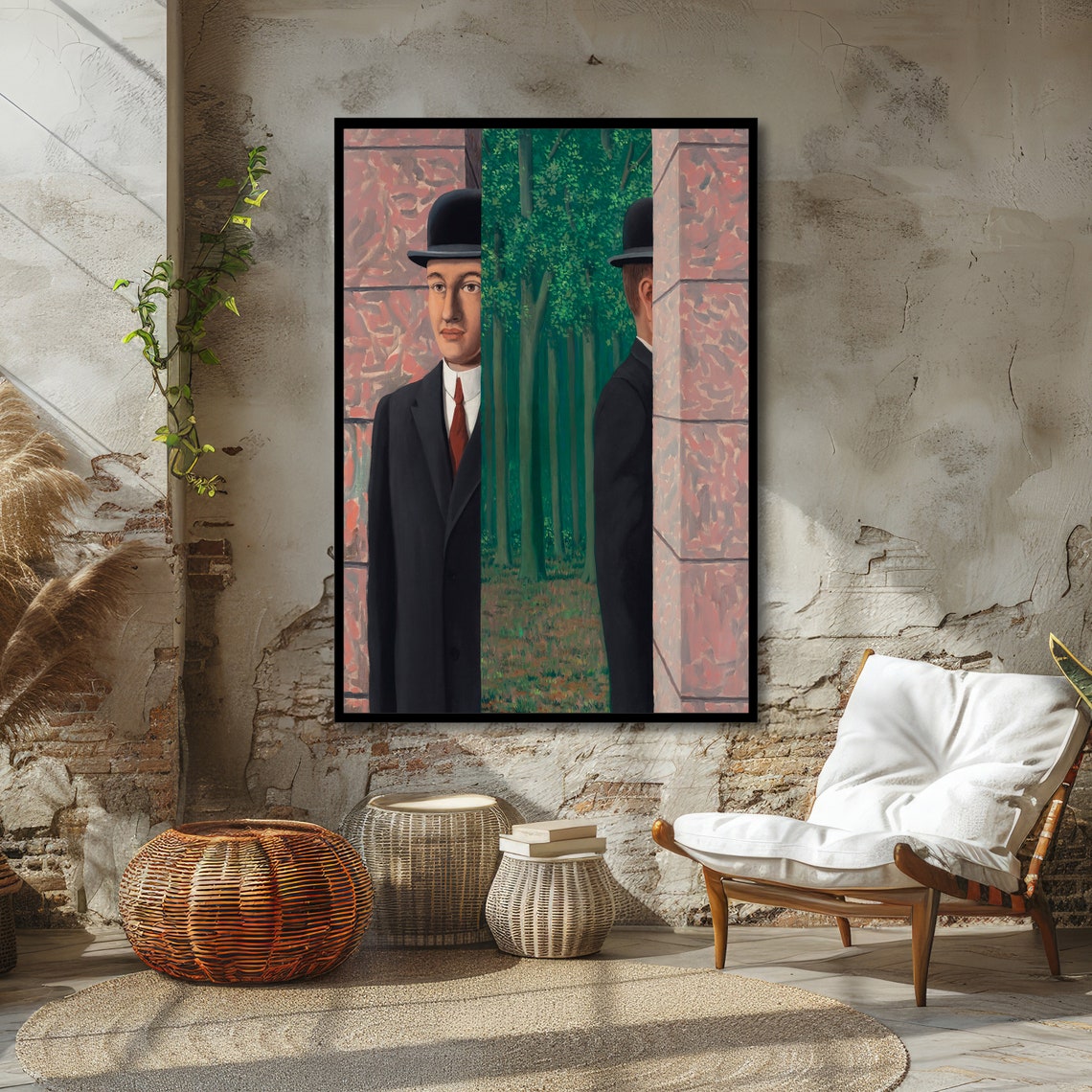 Magritte The Man in the Bowler Hat Split Portrait Surreal Poster - Image 4