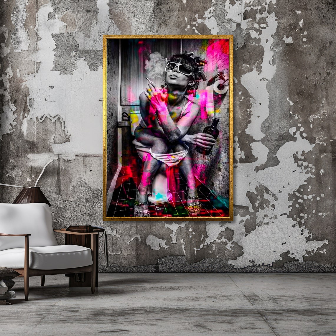 Edgy Pop Art Woman Bold Urban Art Colorful Abstract Art Funky Wall Decor Ready To Hang - Image 3