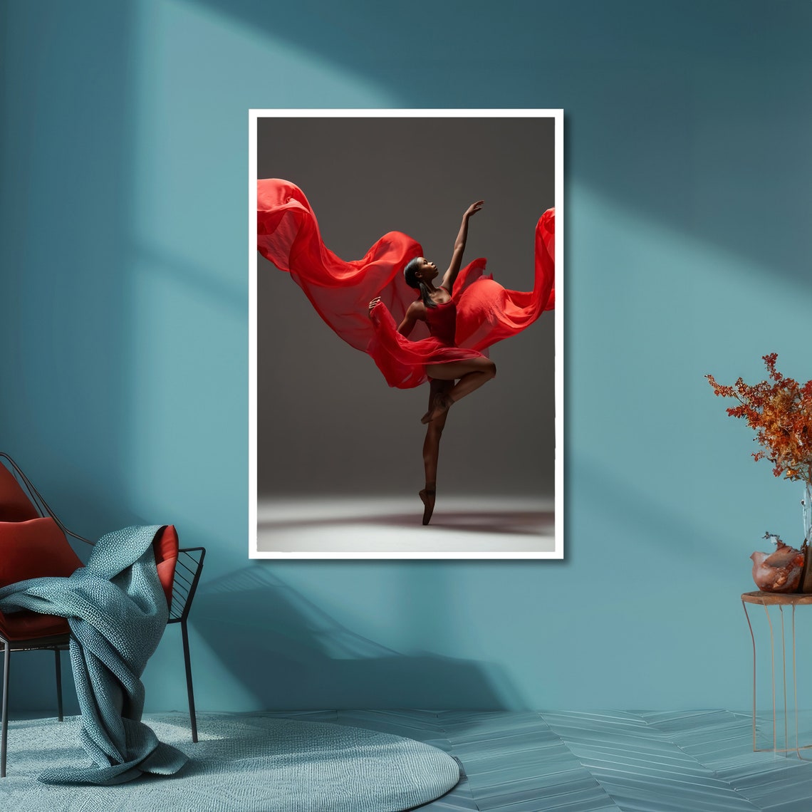 Graceful Ballerina In Red Elegant Dance Art Ballet Wall Art Wall Art Design Ready To Hang Decoration - Image 6