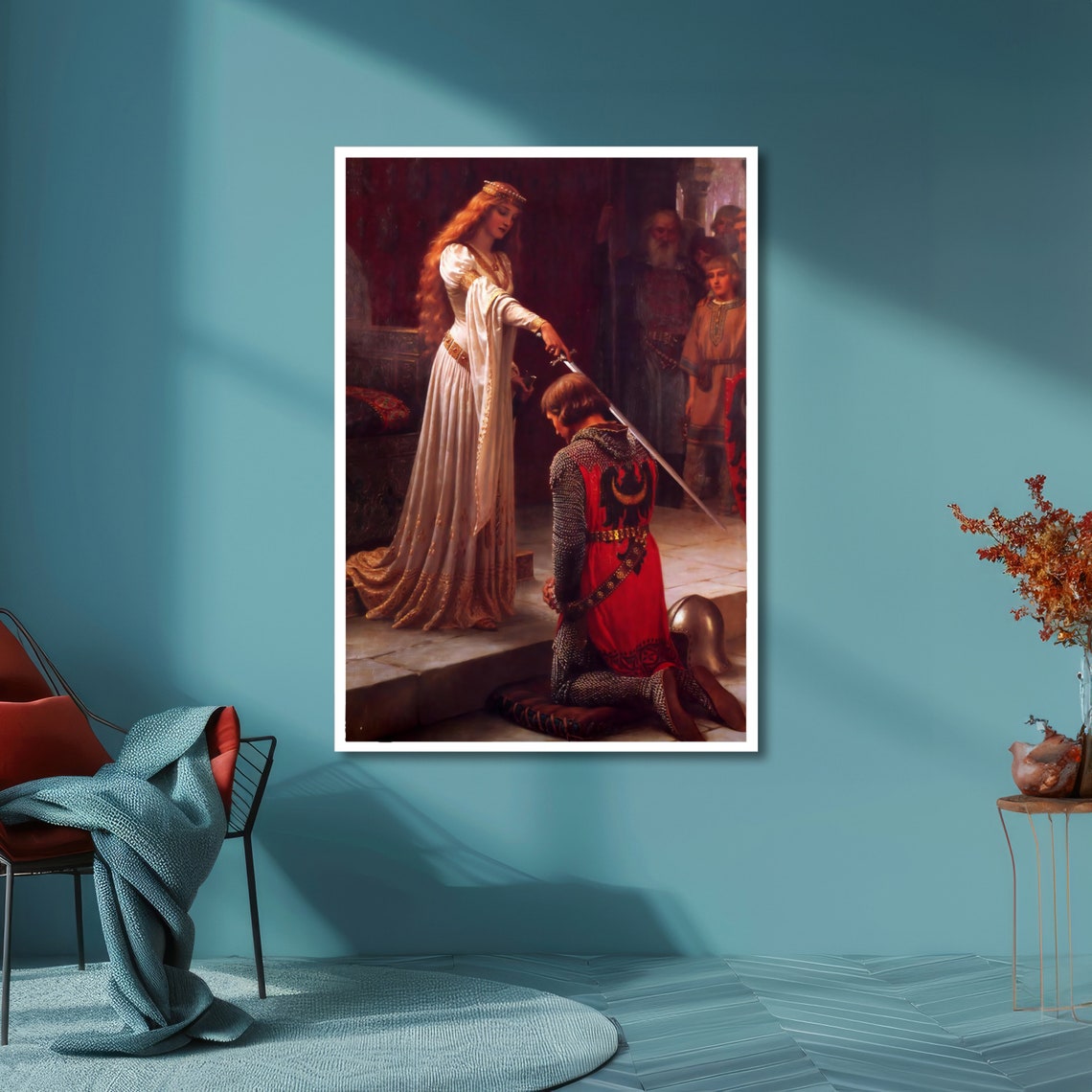 The Accolade Knighting Ceremony Leighton Medieval Chivalry Art Poster - Image 6