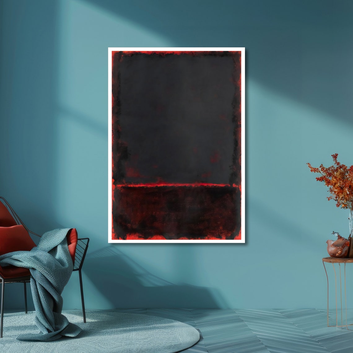 Dark Red and Black Rothko-Inspired Dramatic Color Field Poster - Image 2