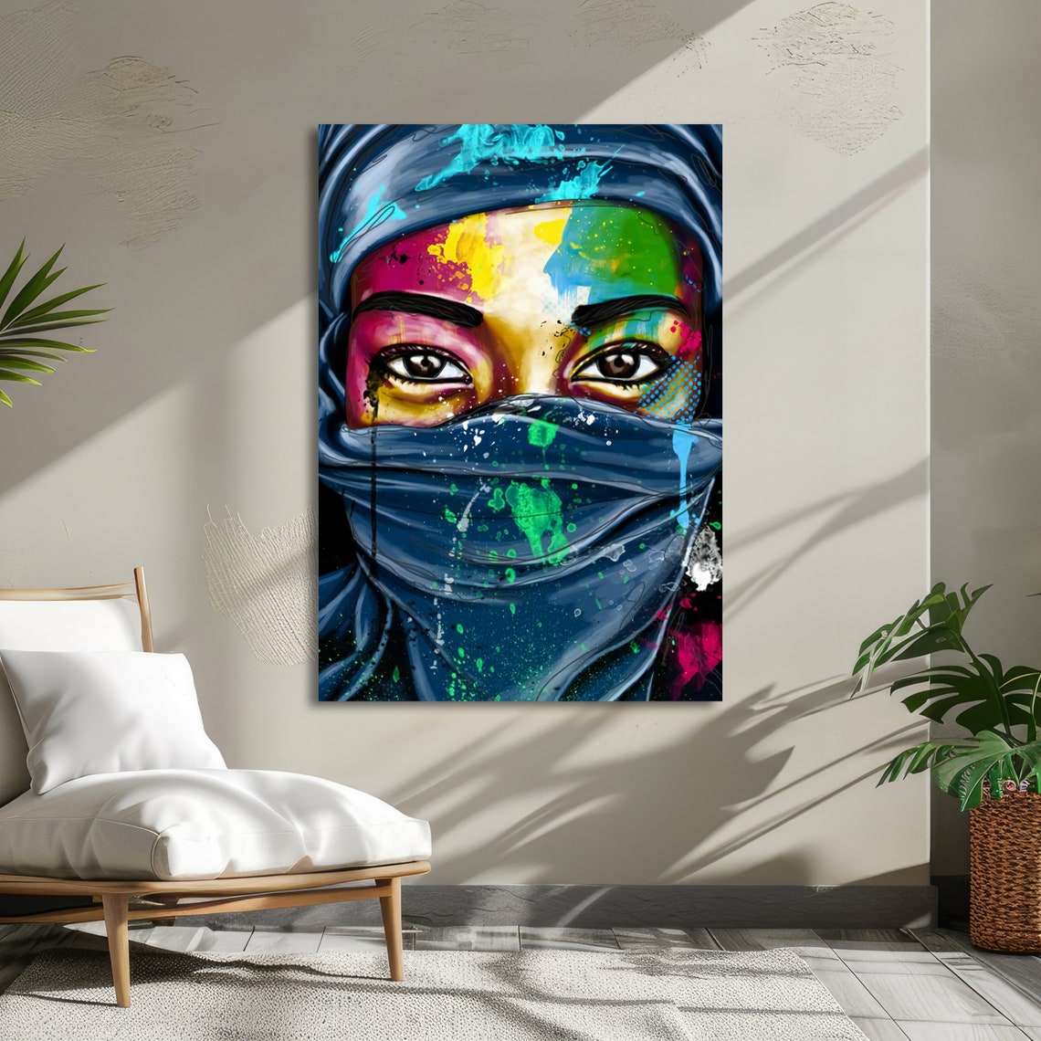 Veiled Woman Rainbow Eyes Graffiti Portrait Street Art Poster - Image 6