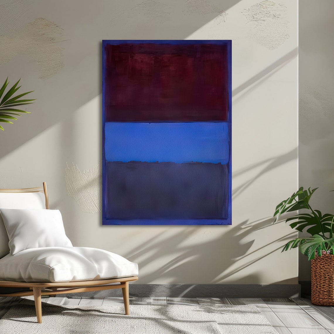Maroon and Cobalt Blue Rothko Style Abstract Color Field Poster - Image 5