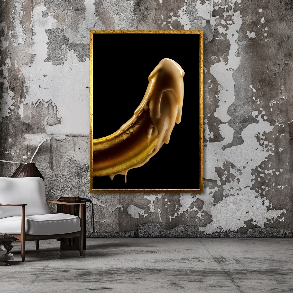 Seductive Banana Drip Art Erotic Food Art Unique Kitchen Wall Decor Ready To Hang - Image 3