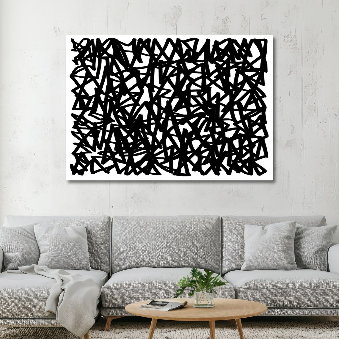 Black and White Abstract Maze Line Art Minimalist Graphic Poster - Image 3