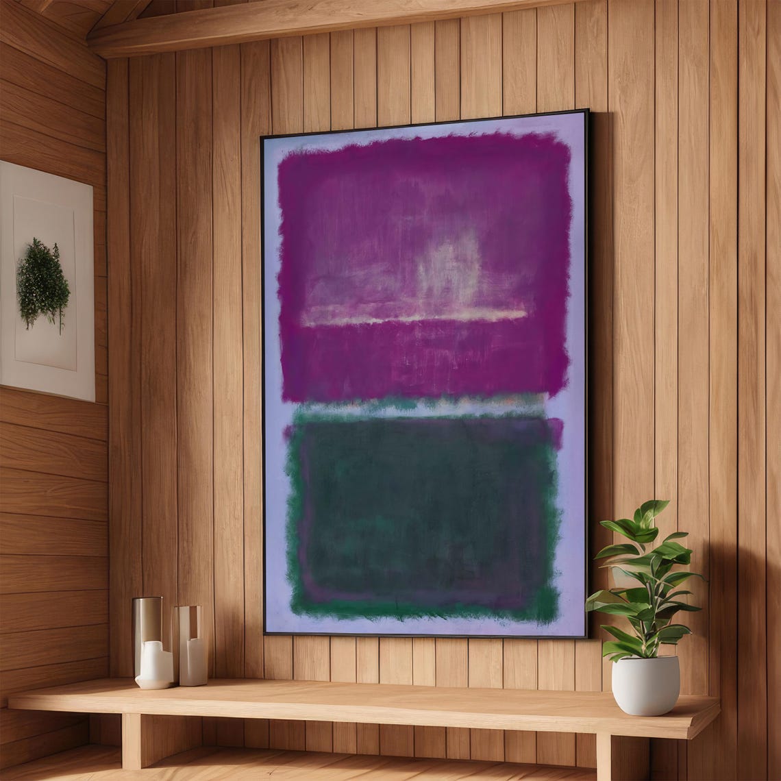 Bold Purple And Dark Green Color Fields Rothko Inspired Art Minimalist Wall Decor Ready To Hang Abstract Expressionist