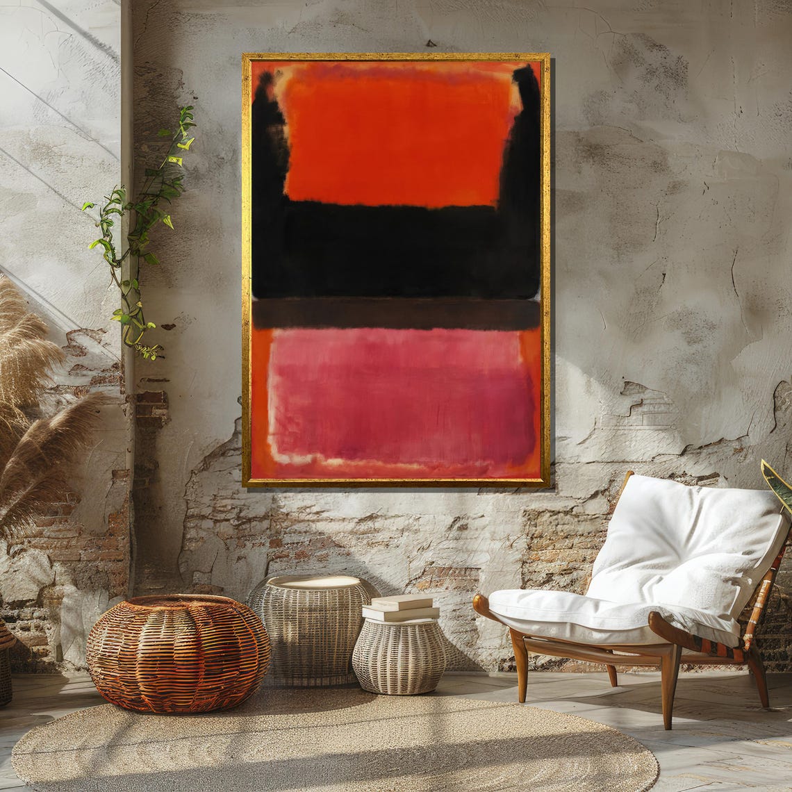 Abstract Rothko Inspired Color Field Bold Black and Red Orange Poster - Image 2