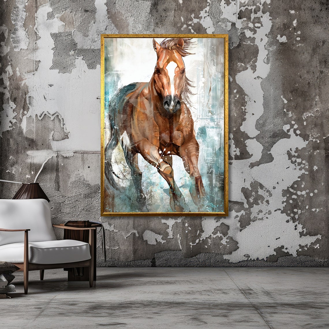 Galloping Chestnut Horse in Motion Watercolor Equine Art Poster - Image 6