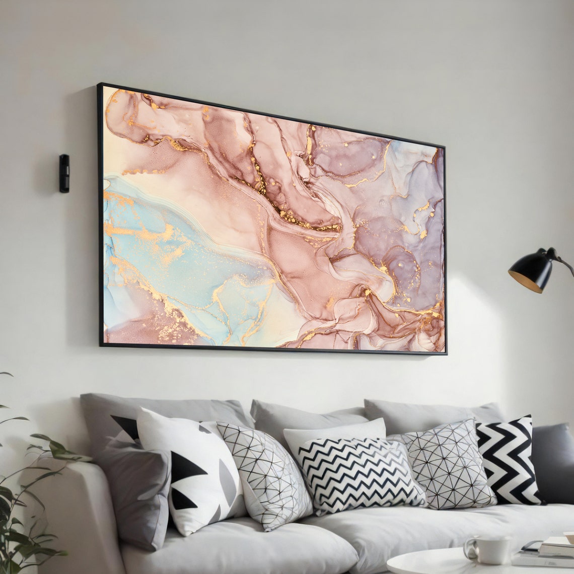 Blush Mauve and Gold Pastel Marble Elegance Modern Artwork Poster