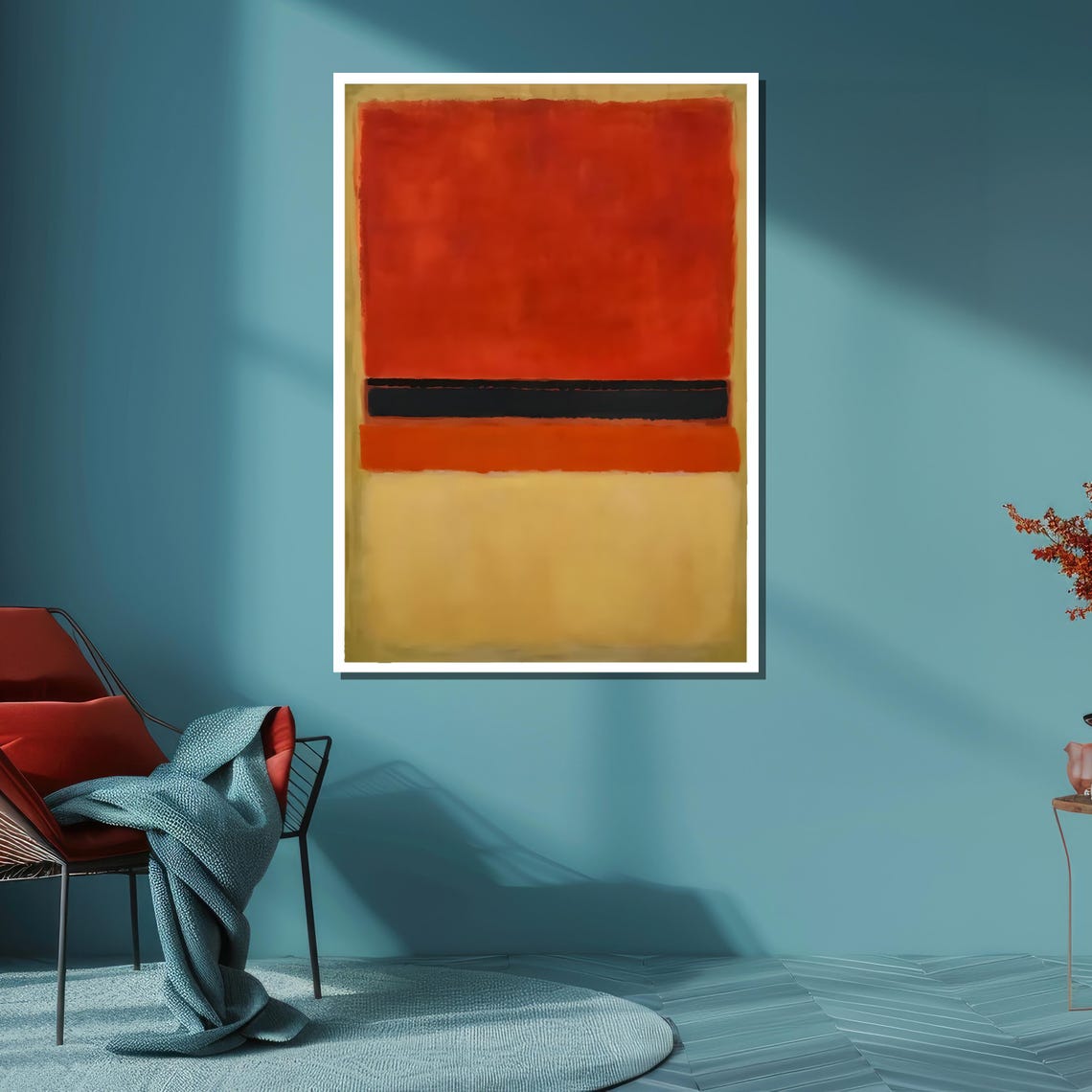 Abstract Expressionist Red Black and Yellow Color Fields Art Poster - Image 6