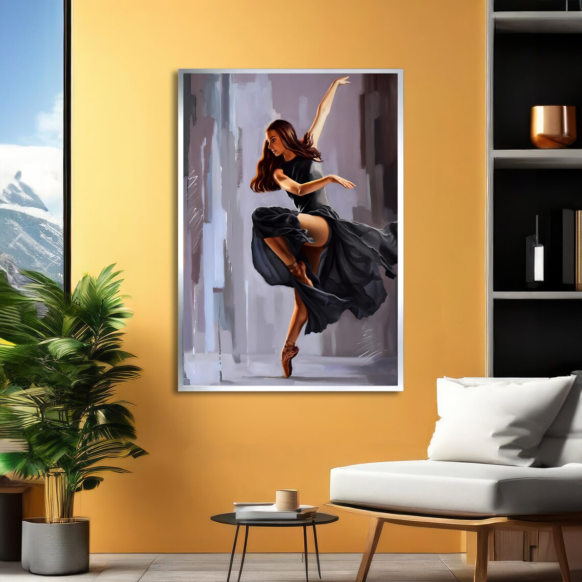 Ballerina in Black Dress Mid-Pose Elegant Contemporary Dance Art Poster - Image 4