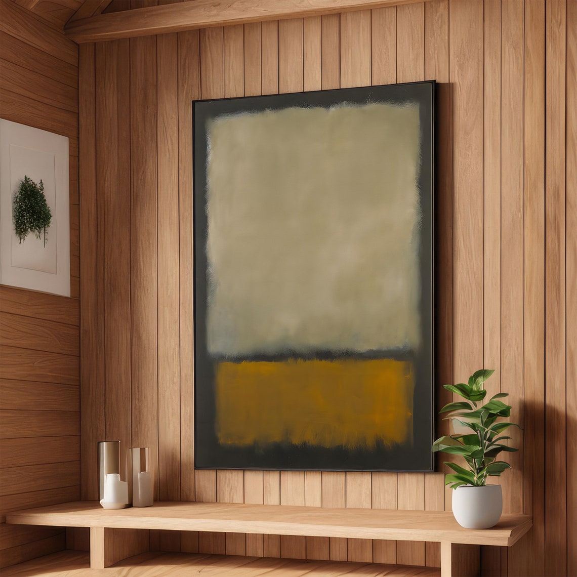 Warm Golden Yellow and Teal Grey Rothko Style Abstract Poster