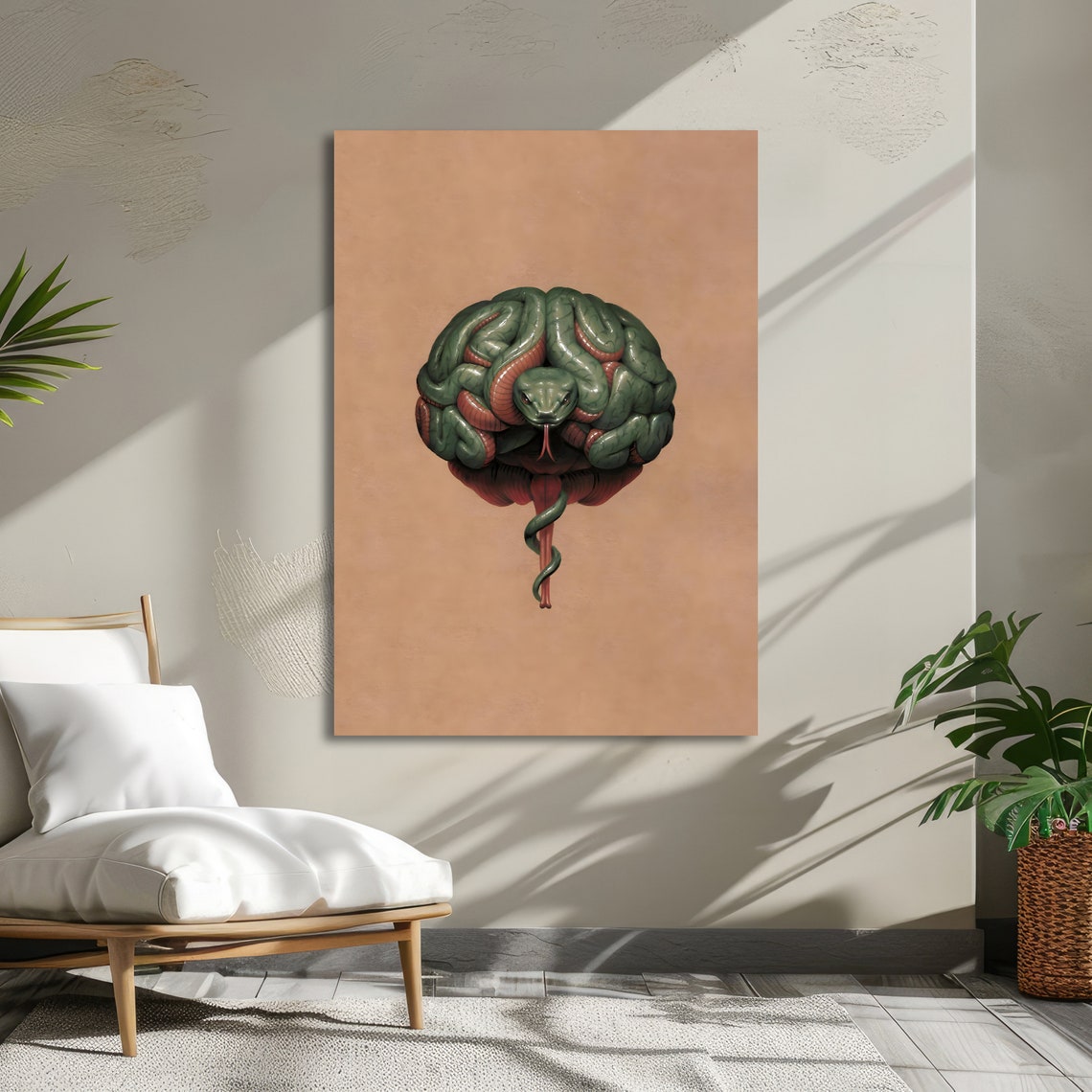 Brain With a Snake in a Reptilian Mind Surreal Illustration Poster - Image 2