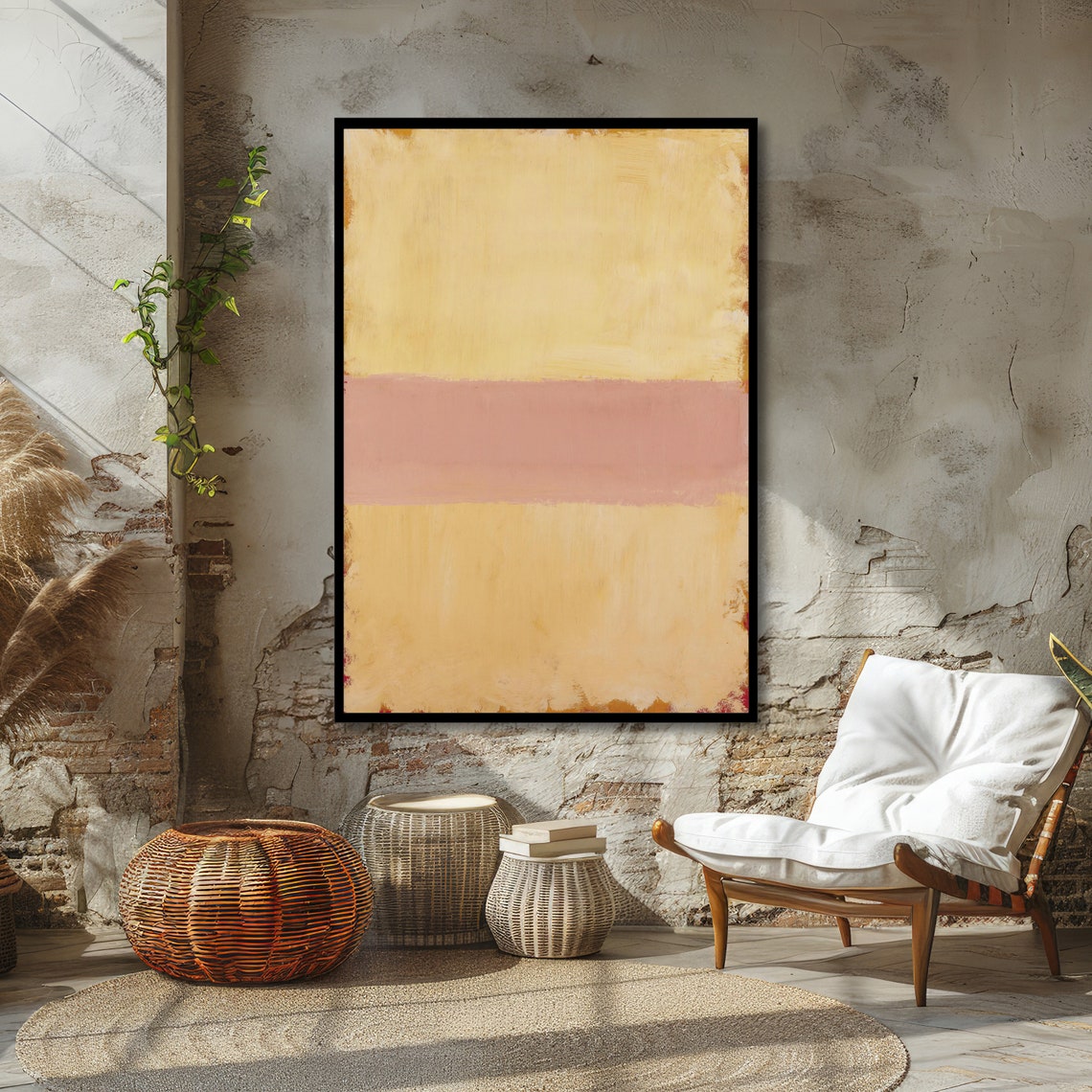 Soft Yellow and Pink Mark Rothko Inspired Abstract Art Poster - Image 6