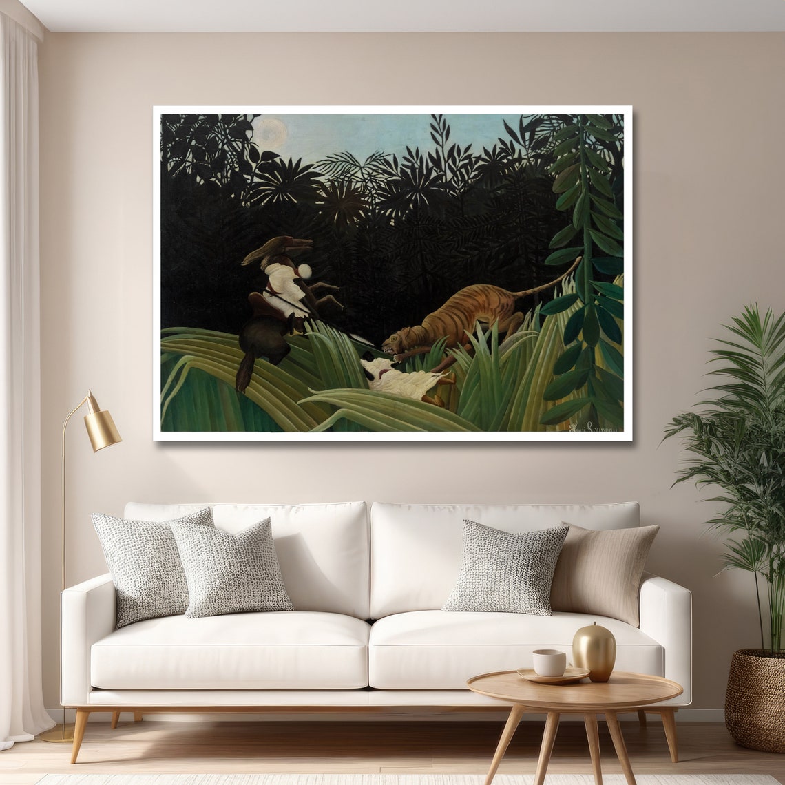 Rousseau Scout Attacked by Tiger Stormy Jungle Moonlight Art Poster - Image 6