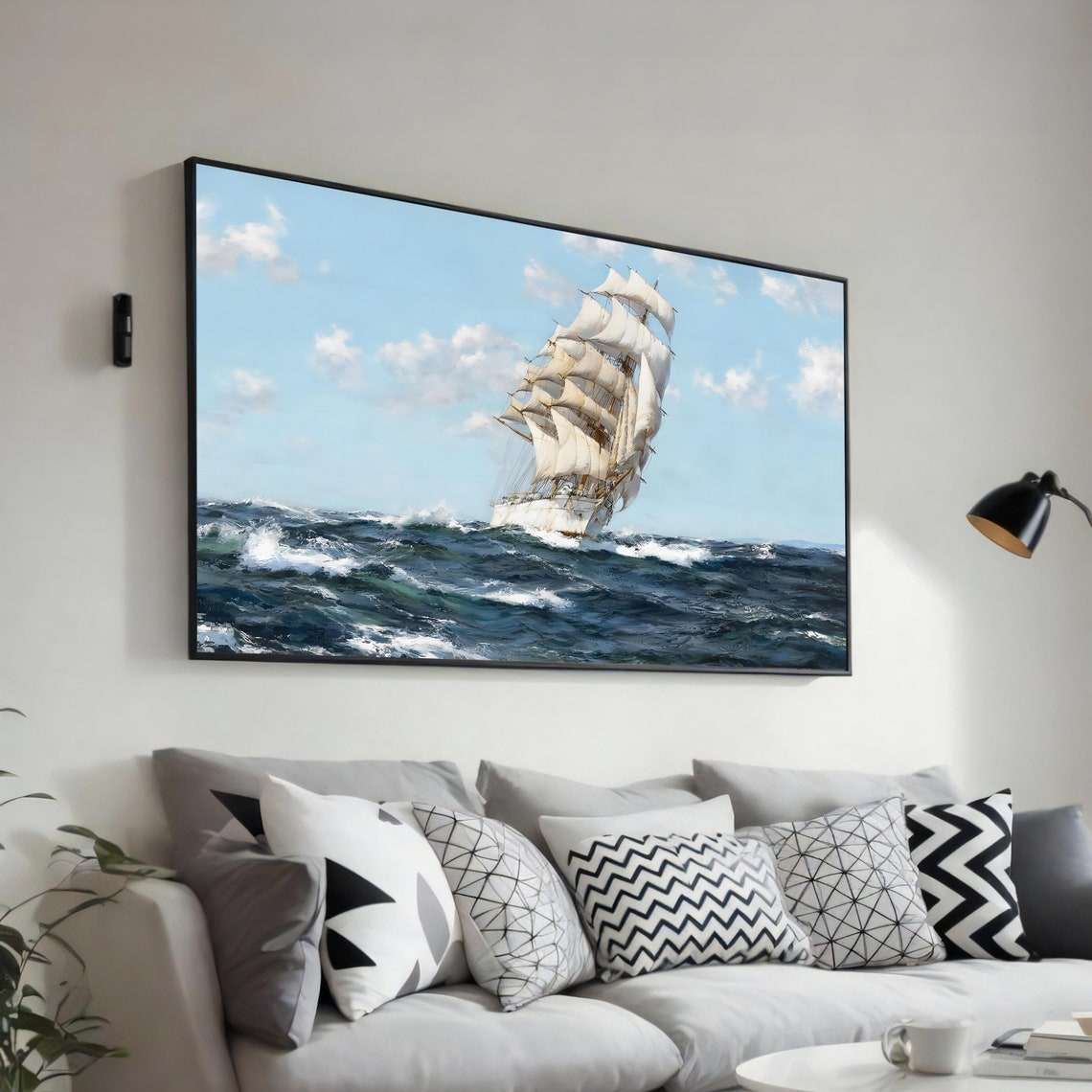 Sail Of Dreams Nautical Art Sailing Ship Painting Ocean Wall Decor Ready To Hang