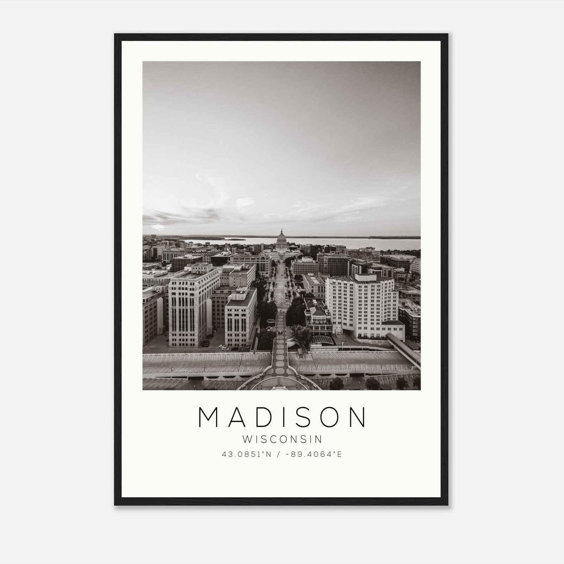 Madison Wisconsin Downtown Aerial State Capitol Lake View Poster