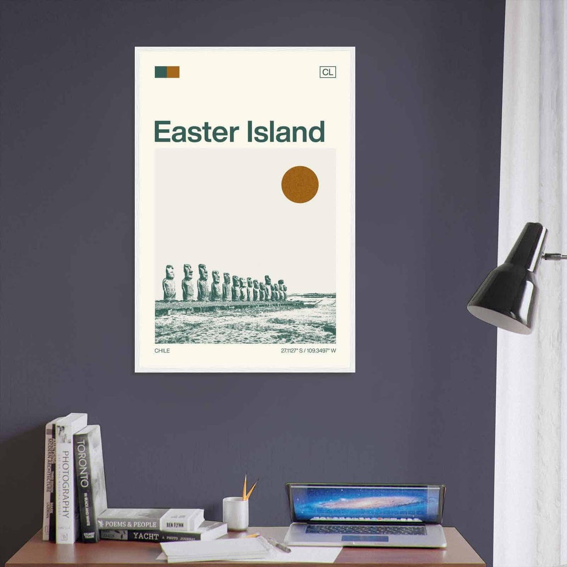 Easter Island Chile Moai Stone Statues Row Minimalist Travel Poster - Image 3