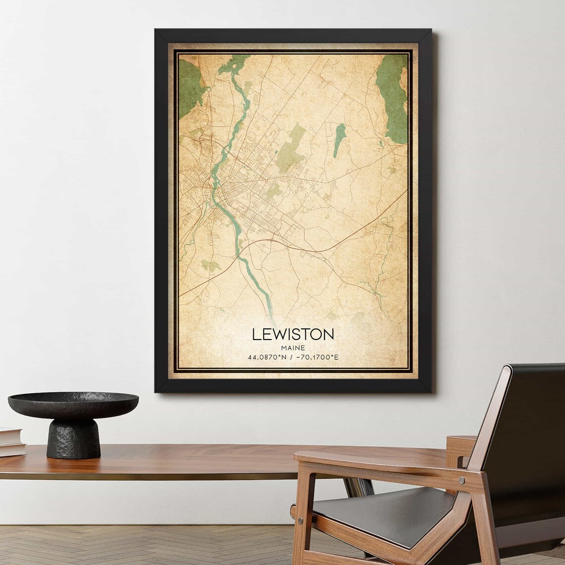 Lewiston Maine Vintage Map Poster, Custom Map Art - Image 4
