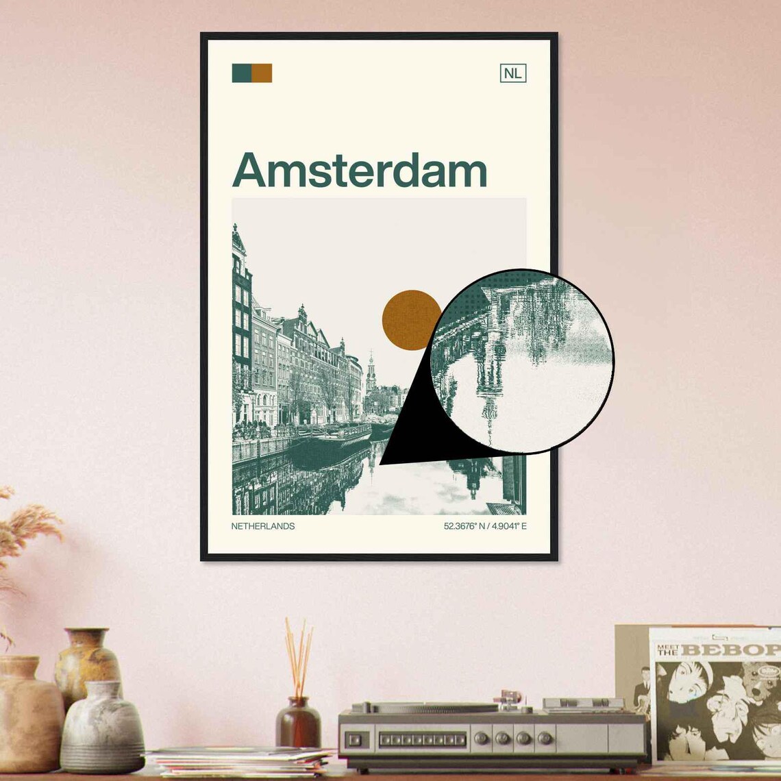 Amsterdam Netherlands Minimalist Travel Poster, Monochrome - Image 4