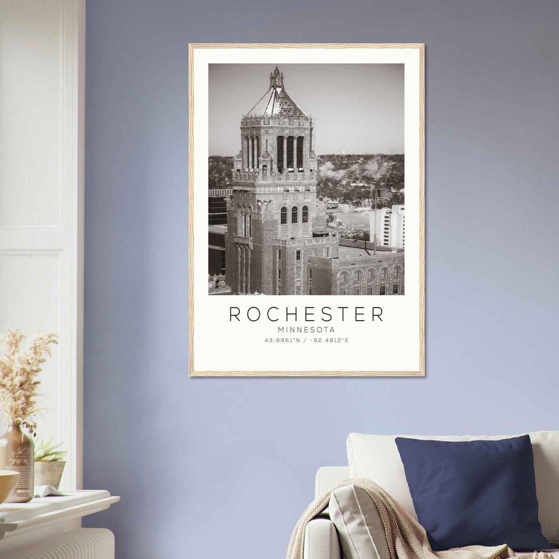 Rochester Minnesota Mayo Clinic Tower Black And White Photo Poster - Image 2