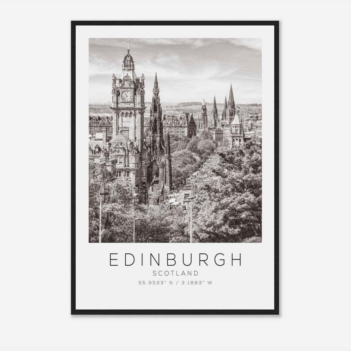 Edinburgh Scotland Historic Clock Tower Skyline Photo Poster