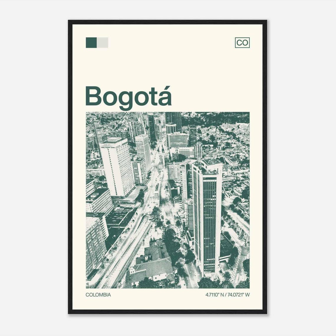 Bogota Colombia Minimalist Monochrome Travel Photo Poster