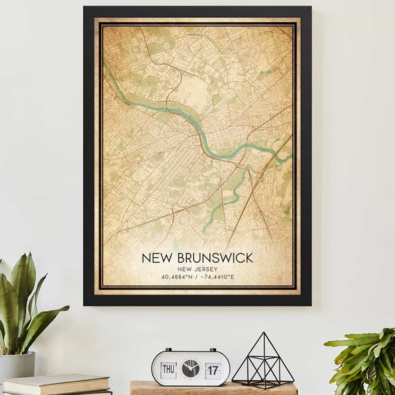 Vintage New Brunswick Jersey Map Print Poster Custom Art