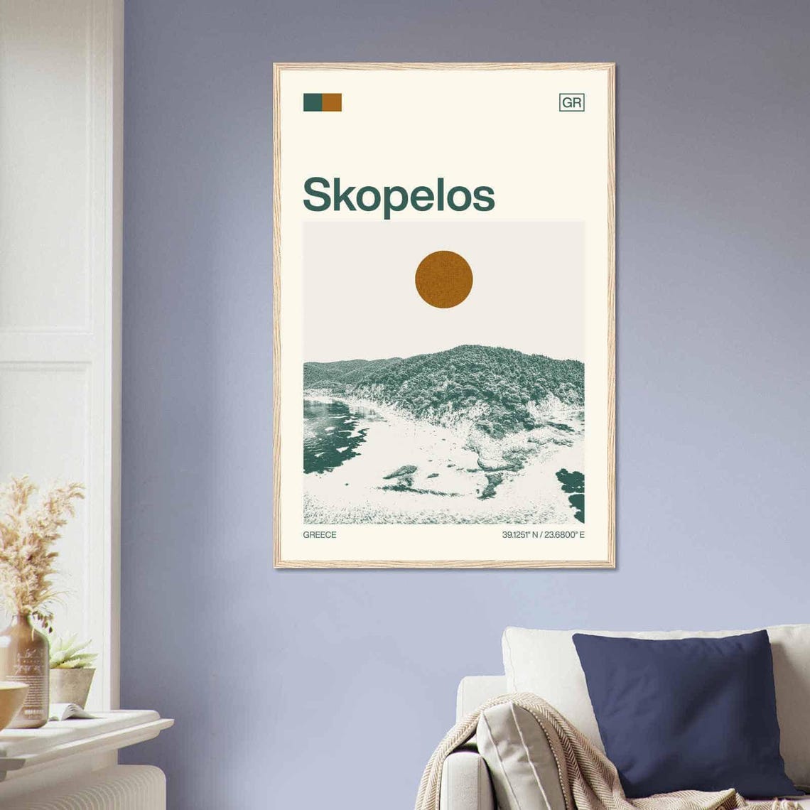 Skopelos Greece Forested Headland Cove Sun Duotone Travel Poster - Image 2