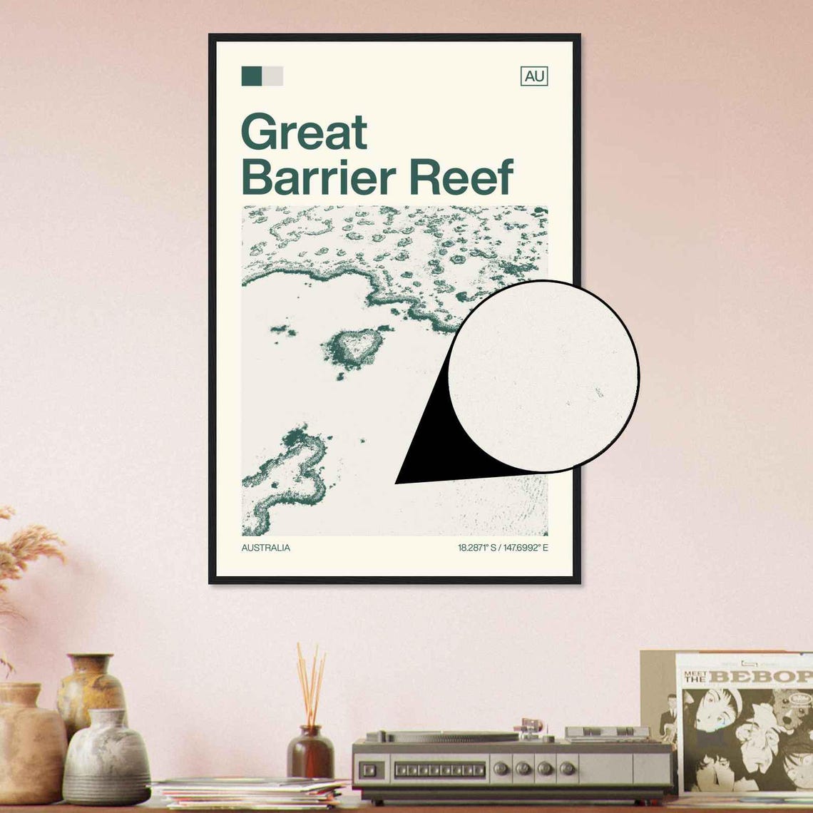 Great Barrier Reef Australia Aerial Coral Heart Reef Art Poster - Image 4