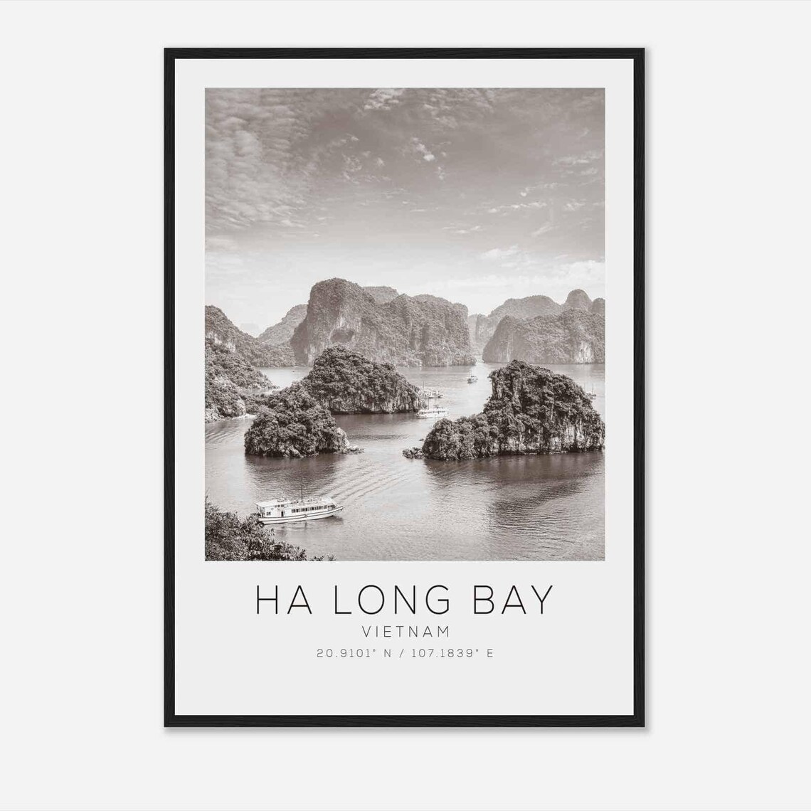 Ha Long Bay Vietnam Travel Photo Poster Bw Ha Long Bay Travel Print Minimalist Travel Poster Print Ds2