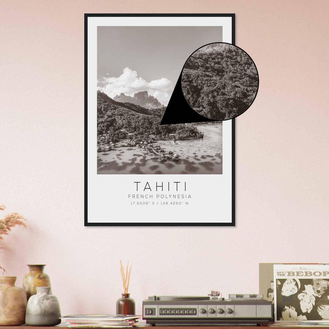 Tahiti French Polynesia Travel Photo Poster Bw Tahiti Travel Print Minimalist Travel Poster Print - Image 4