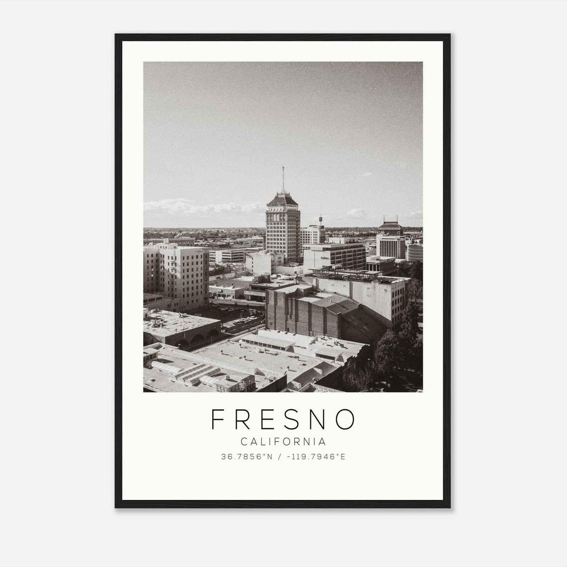 Fresno California Photo Travel Poster Fresno California Travel Print Minimalist Travel Print