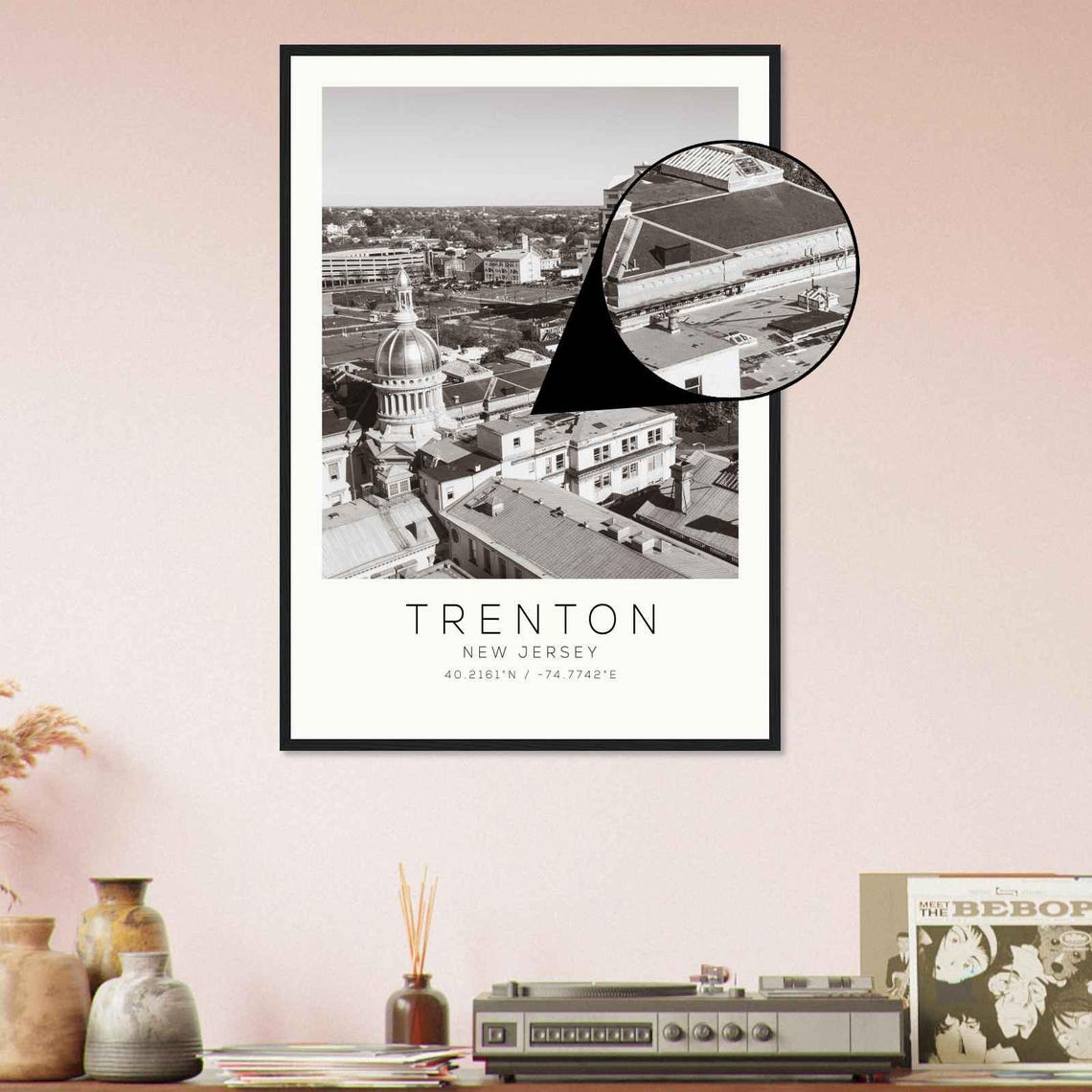 Trenton New Jersey State House Dome Aerial Minimalist Photo Poster - Image 4
