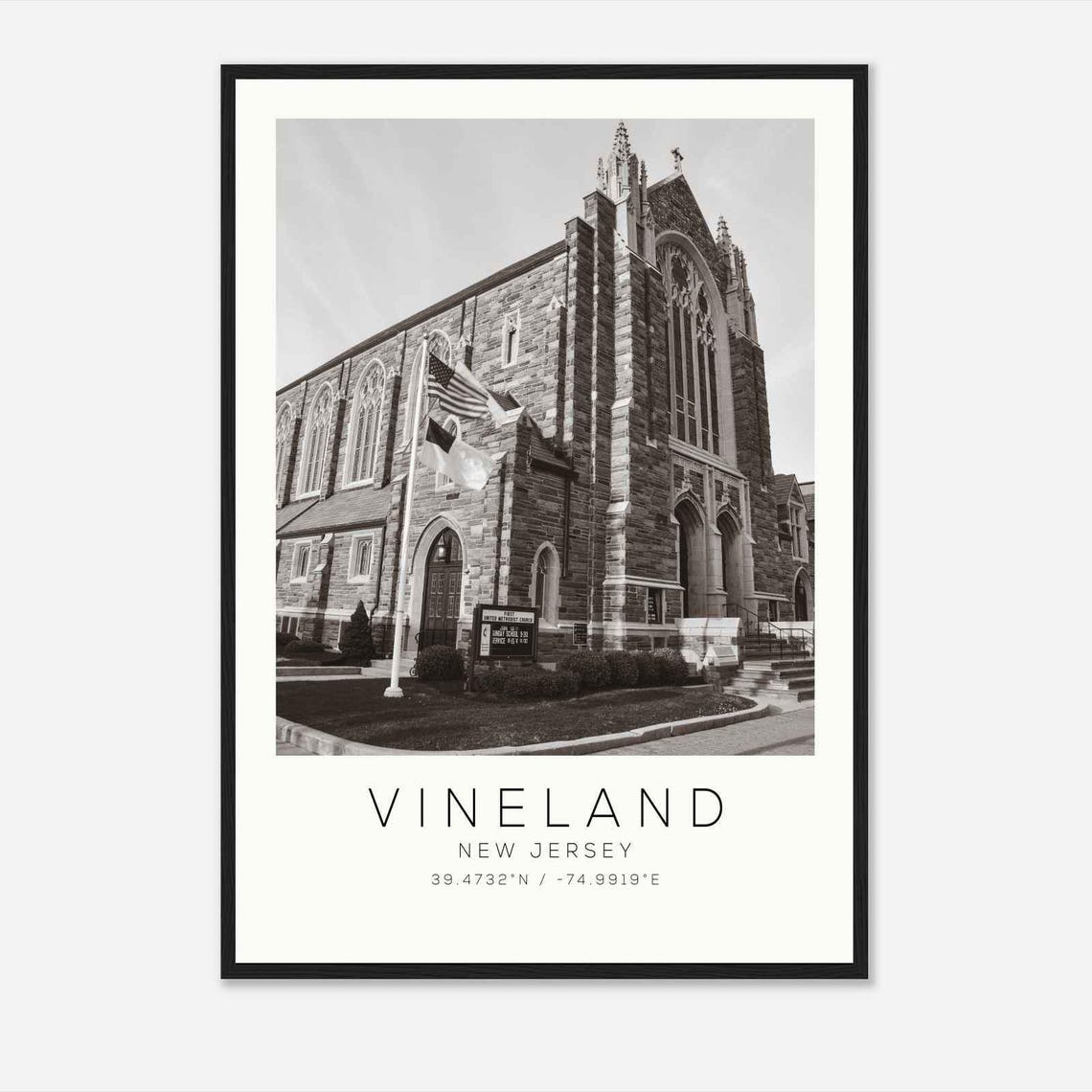 Vineland New Jersey Historic Stone Church Photo Travel Poster