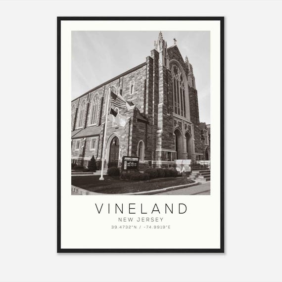 Vineland New Jersey Photo Travel Poster Vineland Travel Print Minimalist Travel Print