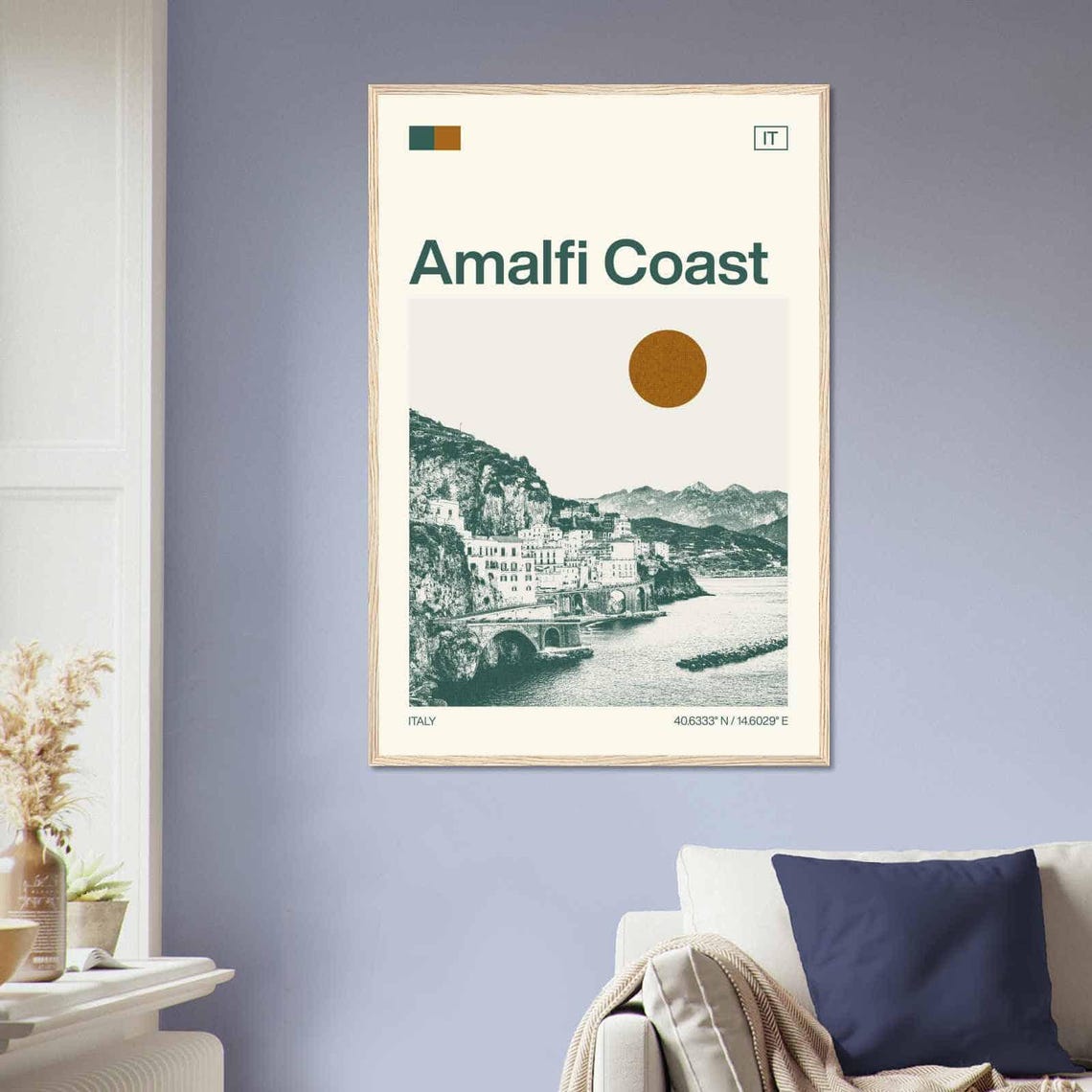 Amalfi Coast Italy Seaside Cliffs Vintage Style Travel Poster - Image 2