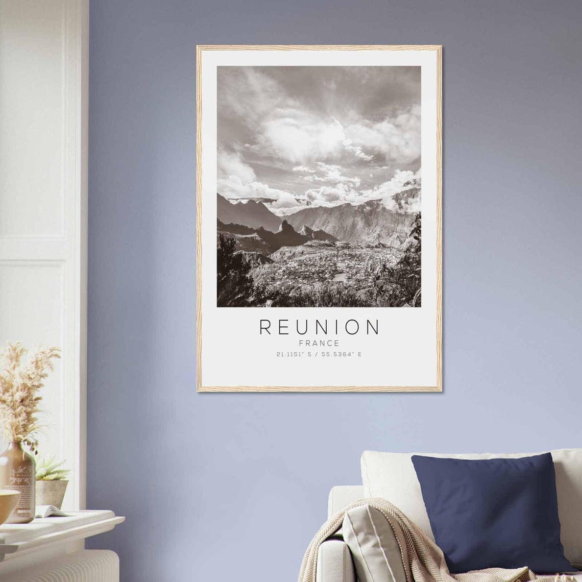 Reunion France Black And White Mountain Cirque Scenic Poster - Image 2