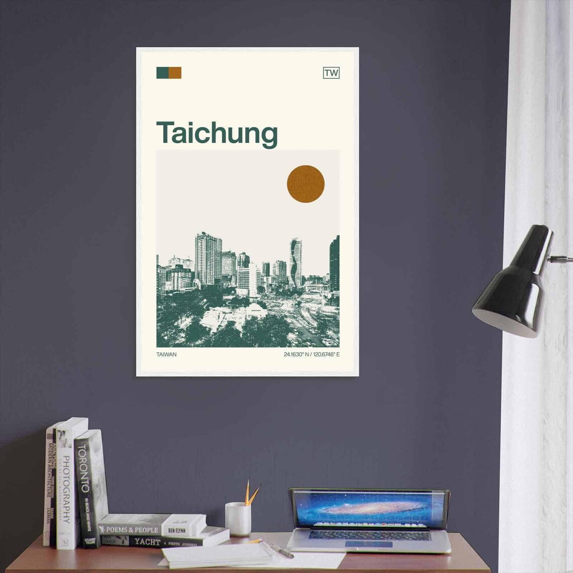 Taichung Taiwan City Skyline Highrise Vintage Style Travel Poster - Image 3