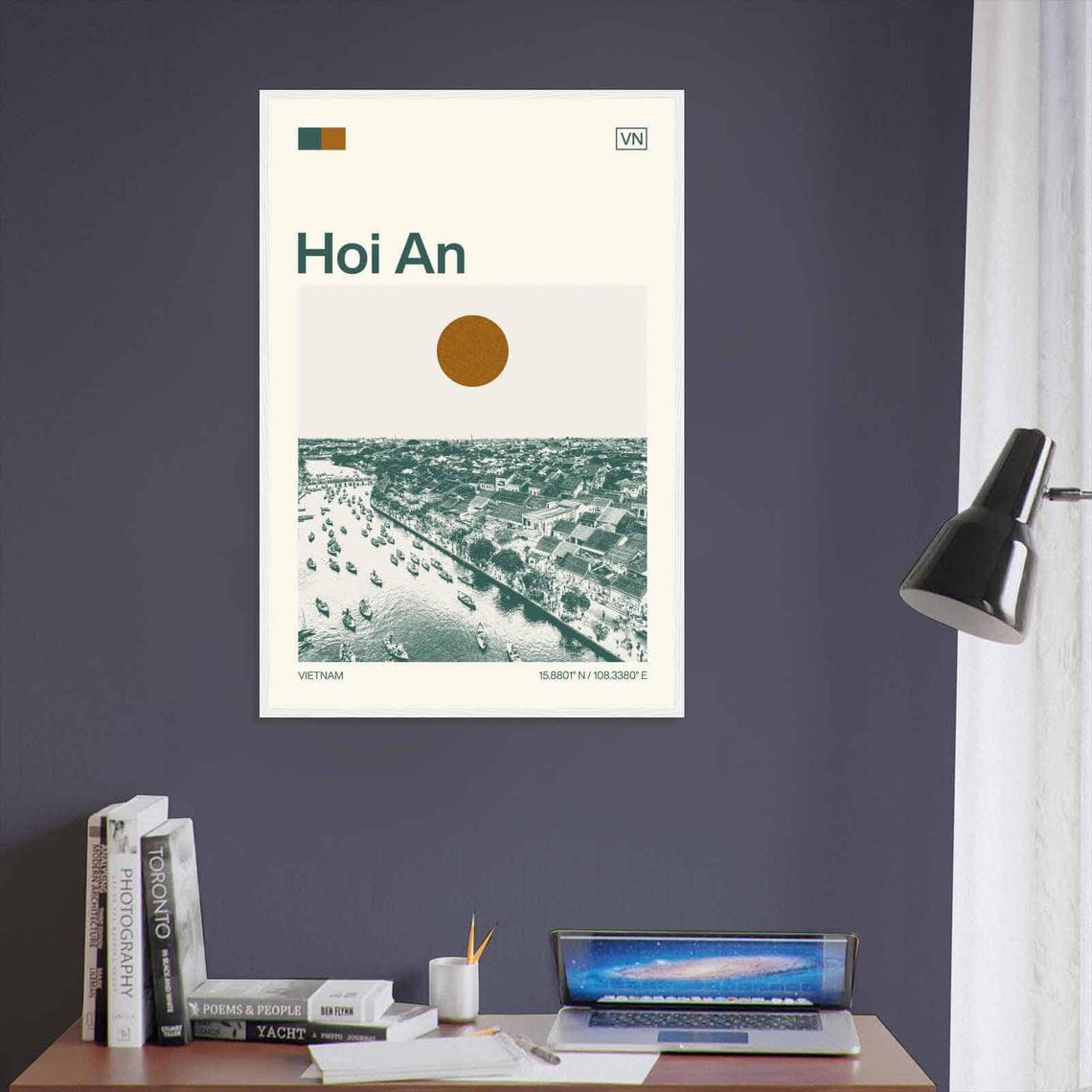 Hoi An Vietnam Sun River Boat Town Minimalist Travel Art Poster - Image 3