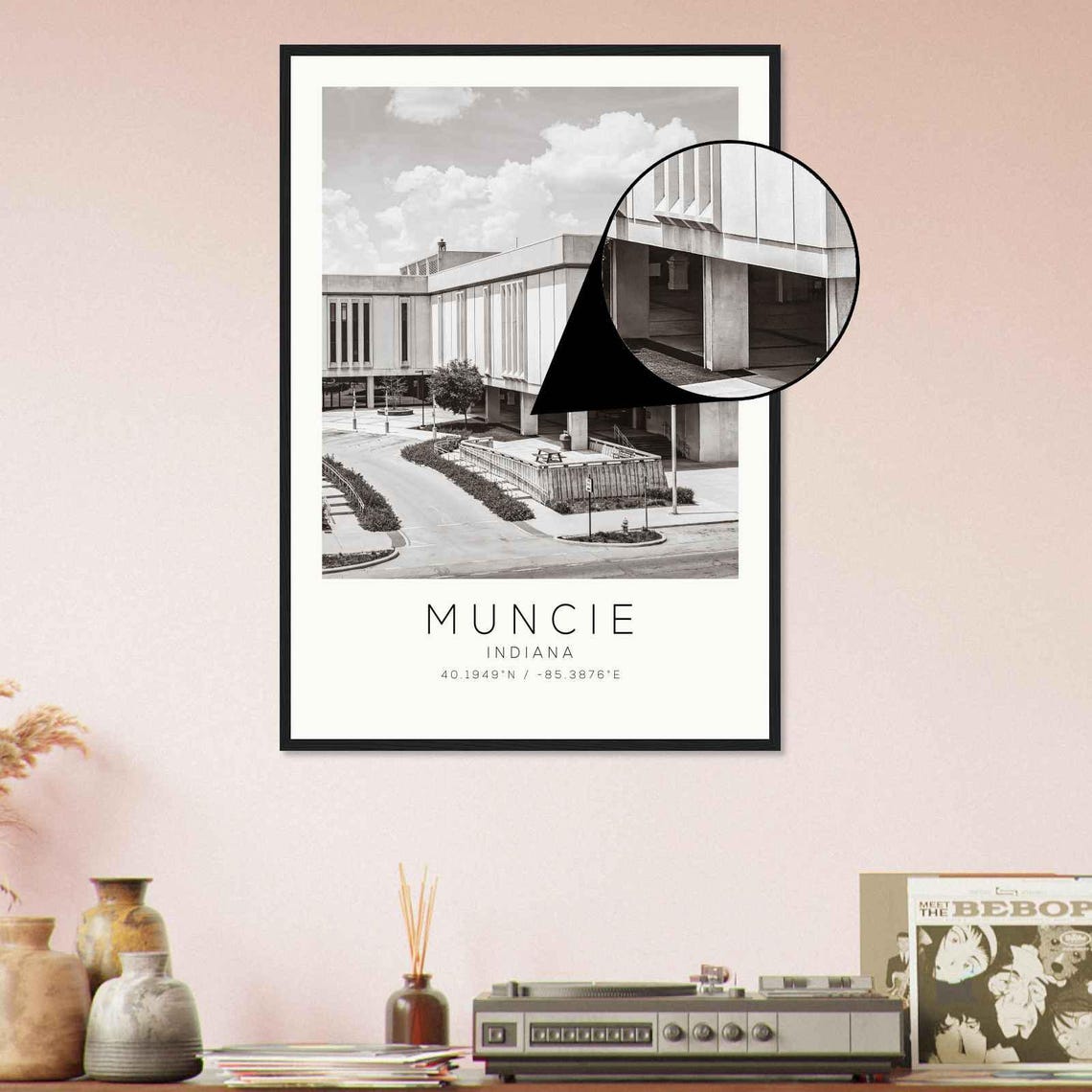 Muncie Indiana Modern Civic Building Minimalist Travel Poster - Image 4