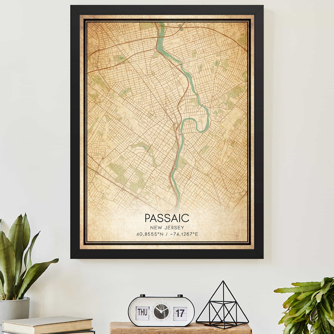Vintage Passaic New Jersey Map Poster Print