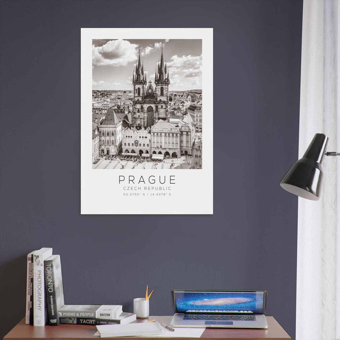 Prague Czech Republic Old Town Square Tyn Church Black White Poster - Image 3