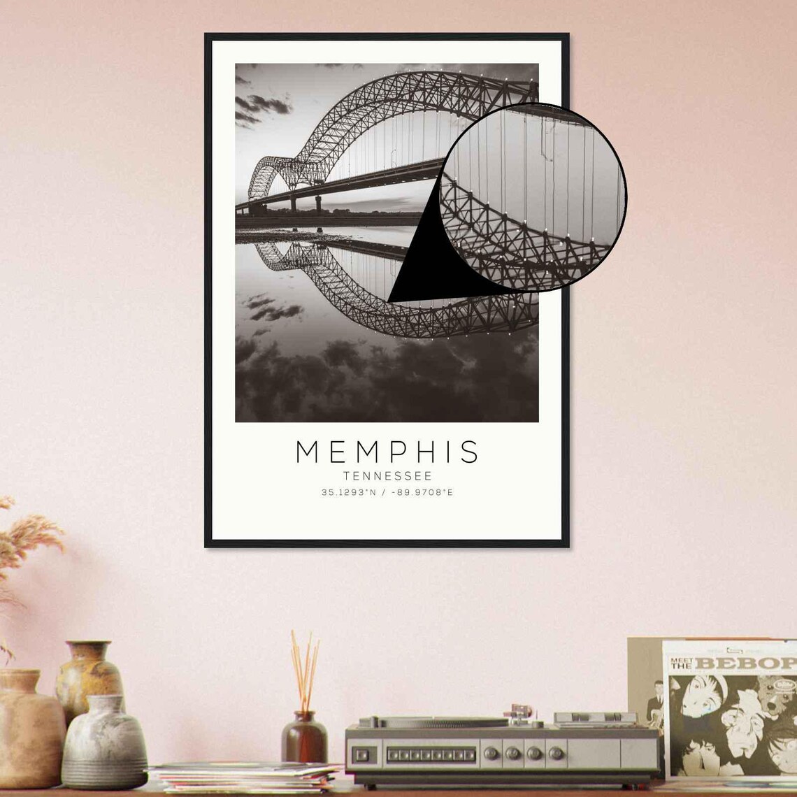 Memphis Tennessee Minimalist Travel Poster, Art Print - Image 4