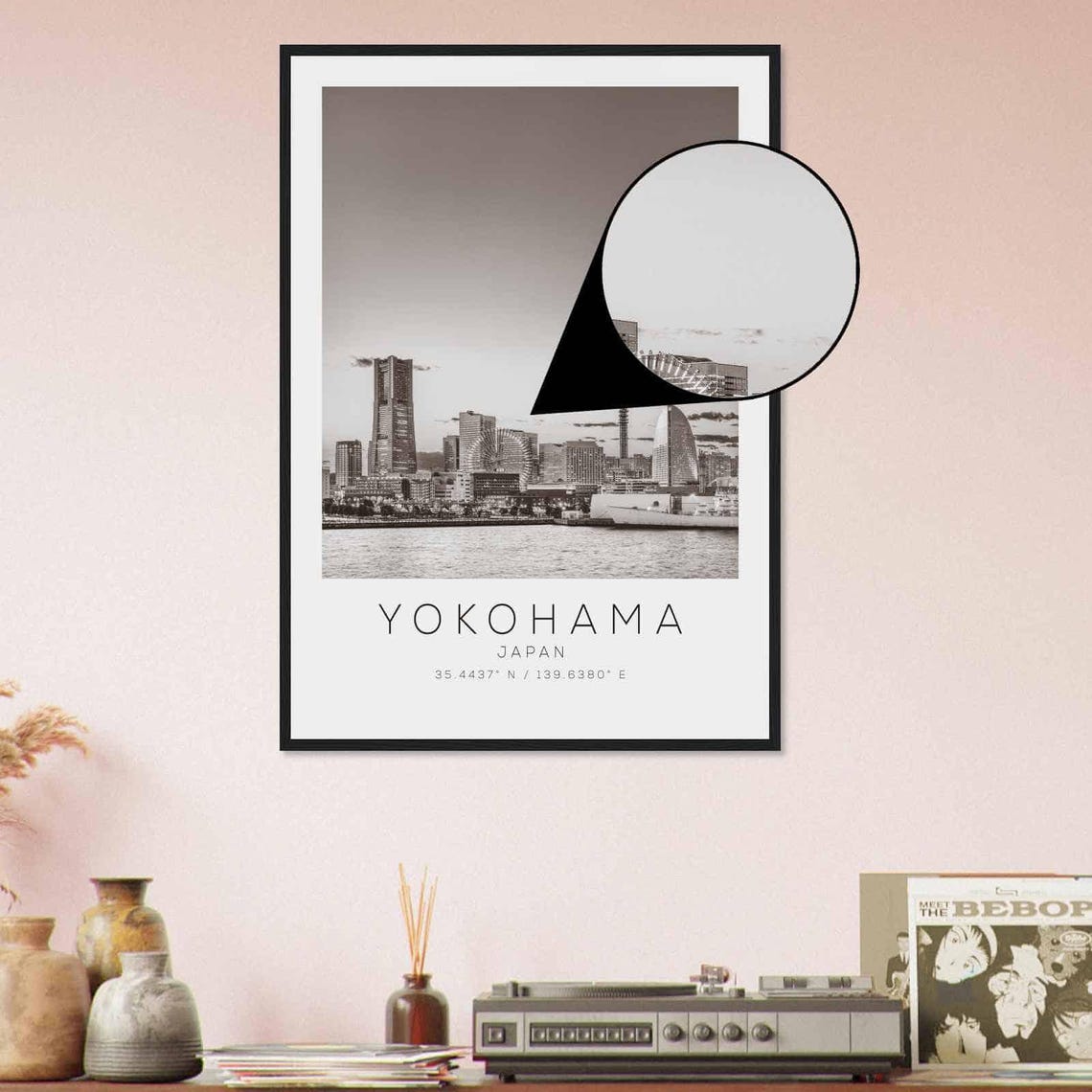 Yokohama Japan Travel Photo Poster Bw Yokohama Travel Print Minimalist Travel Poster Print - Image 4